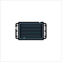 A blue and white icon of a refrigerator vector