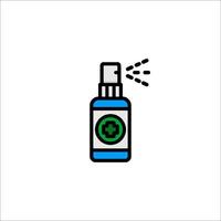 A bottle of hand sanitizer with a green cross on it vector