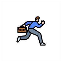 A man running with a briefcase icon vector