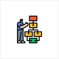 A man is standing next to a stack of boxes vector