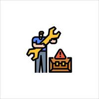 A man holding a wrench and a toolbox icon vector
