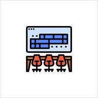 A computer screen with a keyboard and mouse on it vector