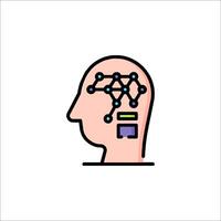 A person's head with a computer connected to it vector