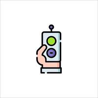 A hand holding a remote control icon vector