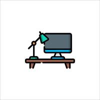 Computer desk icon vector