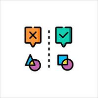A line icon of a check mark and a square vector