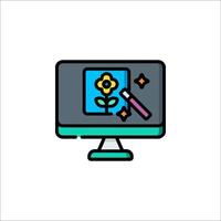 A computer monitor with a flower on it vector