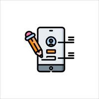 A phone with a pencil and a pen on it vector