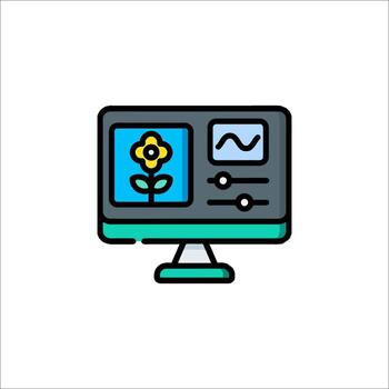 A computer monitor with a flower on it vector
