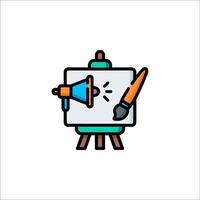 An icon of a paintbrush and a megaphone vector