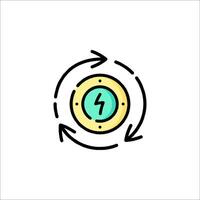 A circular icon with a lightning bolt on it vector