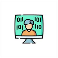 Computer screen with binary code icon vector