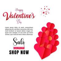 Happy valentines day rectangle background design of with pink and red gradient heart shapes. Happy valentines day greeting. valentines day calligraphy text on the background for banner, greeting card vector