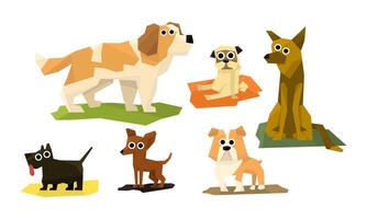 Cute Funny Dogs of Different Breads Set, Adorable Pet Animals Characters Illustration vector