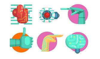 Artificial Intelligence Icons Set, Robotic Cybernetic and Technology Symbols Illustration vector