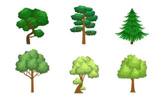 Collection of Coniferous and Deciduous Trees, Summer Landscape Design Elements Illustration vector