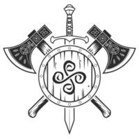 Nordic Shield with Triskelion Design. vector