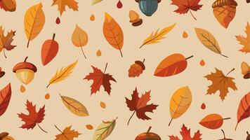 Decorative seamless autumn pattern featuring elegant fall foliage and nature motifs vector
