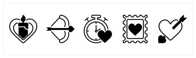 Happy valentines day icons as candle, cupid, time vector