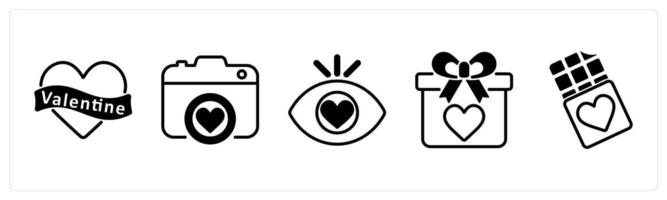 Happy valentines day icons as valentine, camera, adore vector