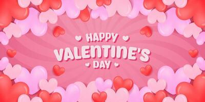 Happy Valentines day background with heart balloons and blank space area for text vector
