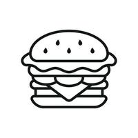 Hamburger Icon features a minimalist and modern look, ideal for branding trendy burger joints or food delivery services. vector
