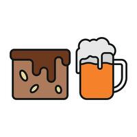 Beer and Brownies Icon showcases a playful and inviting style, perfect for marketing family-friendly pubs and dessert menus. vector