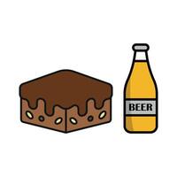 Beer and Brownies Icon showcases a luxurious and sophisticated design, ideal for branding high-end beer and dessert pairings. vector
