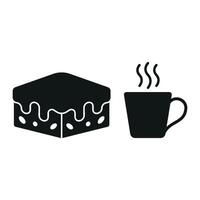 Coffee Glass and Brownies Icon features a vibrant and cheerful style, ideal for promoting casual dessert-and-coffee specials. vector