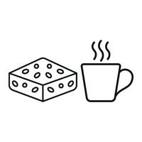 Coffee Glass and Brownies Icon features a sleek and elegant design, perfect for branding upscale cafes and dessert menus. vector