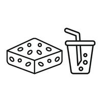 Soda Drink and Brownies Icon features a retro-inspired design, ideal for evoking nostalgia in diners, snack bars, or themed restaurants. vector