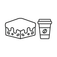 Coffee Paper Cup and Brownies Icon features a trendy and energetic design, perfect for appealing to modern, on-the-go coffee lovers. vector