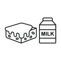 Milk Bottle and Brownies Icon features a retro-inspired aesthetic, ideal for evoking nostalgia in diners and themed cafes. vector