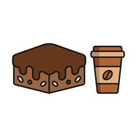 Coffee Paper Cup and Brownies Icon presents a minimalist and clean aesthetic, ideal for promoting cafes with a focus on simplicity and quality. vector