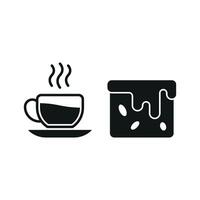 Tea Mug and Brownies Icon presents a cheerful and inviting style, perfect for promoting casual gatherings and tea-and-dessert pairings. vector
