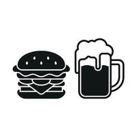 Beer and Hamburger Icon provides a cozy and inviting design, ideal for representing comfort food and refreshing beverages. vector