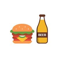 Beer and Hamburger Icon features a sleek and modern style, ideal for branding sports bars, food trucks, and craft breweries. vector