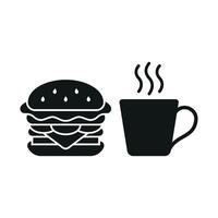 Coffee Glass and Hamburger Icon features a cheerful and colorful graphic, ideal for attracting families and casual diners. vector