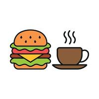 Coffee Glass and Hamburger Icon offers a cozy and inviting design, ideal for symbolizing warm beverages and comforting meals. vector