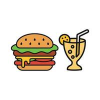 Soda Drink and Hamburger Icon presents a fun and inviting design, ideal for symbolizing casual meals, snack breaks, and friendly gatherings vector