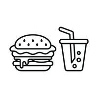 Soda Drink and Hamburger Icon showcases a sleek and trendy look, perfect for promoting modern fast-food chains or creative culinary branding vector