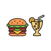 Soda Drink and Hamburger Icon offers a clean and minimalist design, ideal for symbolizing simplicity, convenience, and classic fast-food options vector
