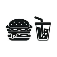 Soda Drink and Hamburger Icon features a bold and modern look, ideal for branding food trucks, diners, and quick-service restaurants vector