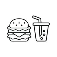 Soda Drink and Hamburger Icon showcases a vibrant and playful design, perfect for representing fast food, casual dining, and fun meal combos vector