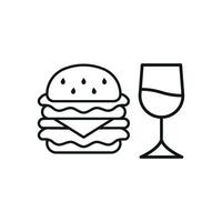 Wine Glass and Hamburger Icon showcases a bold and dynamic graphic, ideal for advertising food festivals, wine tastings, and casual dining experiences vector