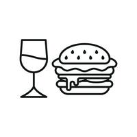 Wine Glass and Hamburger Icon features a playful and vibrant look, ideal for promoting food-and-wine events, bistros, or restaurant branding vector