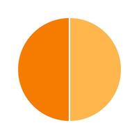Orange pie chart with 2 parts chart, 2 circle section for business presentation concept. Overall for marketing and education goal. vector
