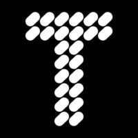 Uppercase T alphabet design. Made of natural stone or speckled arrangement. vector