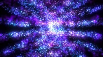 Abstract cloud of glowing dust particles and dots, particle flow, beautiful nebula, bokeh effect. Glitter mix. animation. Seamless looping video