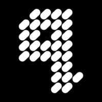 Lowercase q letter design. Made from a composition of natural stone or spots. vector